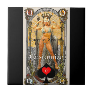 Tarot Card Queen of Spades Thunder_Cove Ceramic Tile