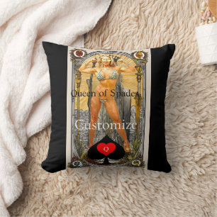 Tarot Card Queen of Spades Thunder_Cove Cushion