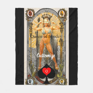 Tarot Card Queen of Spades Thunder_Cove Fleece Blanket