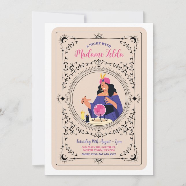 Tarot Card Reading Crystal Ball Party Invite (Front)