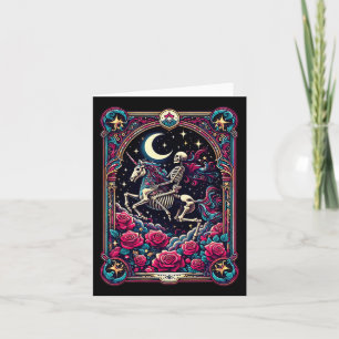 Tarot Card Skeleton Colourful Floral Unicorn Hallo