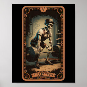 Tarot Card Skeleton Deadlifts Powerlifting Weightl Poster