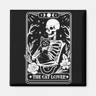 Tarot Card Skeleton The Black Cat Lovers Halloween Magnet