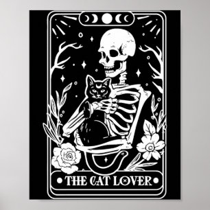 Tarot Card Skeleton The Black Cat Lovers Halloween Poster