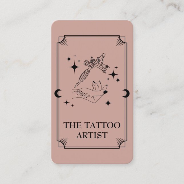 Tarot Card Tattoo Artist Celestial Business Card (Front)