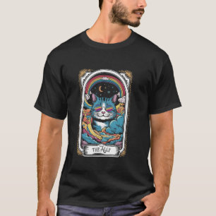 Tarot Card The Ally Psychedelic Cat Rainbow Goth T-Shirt