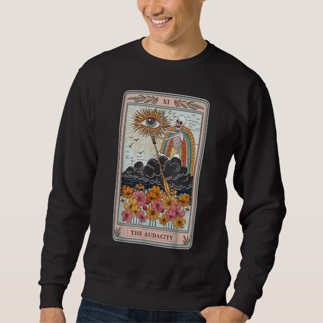 Tarot Card The Audacity Skeleton Mystical Eye Aest Sweatshirt (Front)