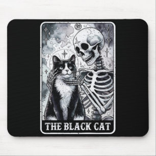 Tarot Card The Black Cat Skeleton Spooky Season Mouse Pad