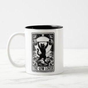 Tarot Card The Gym Lover Black Cat Two-Tone Coffee Mug