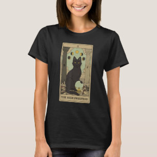 Tarot Card The High Priestess And Cat Cosmic Graph T-Shirt