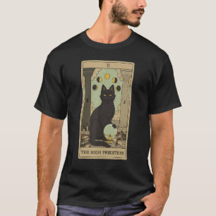 Tarot Card The High Priestess And Cat Cosmic Graph T-Shirt