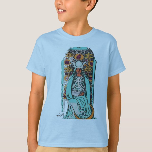 TAROT CARD THE HIGH PRIESTESS BY LIZ LOZ T-Shirt (Front)