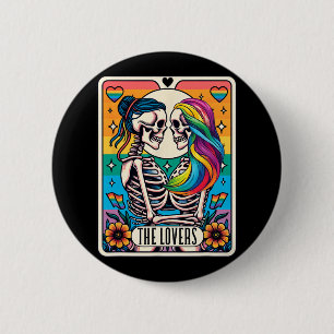Tarot Card The Lovers Rainbow Kissing Lesbian Skel 6 Cm Round Badge