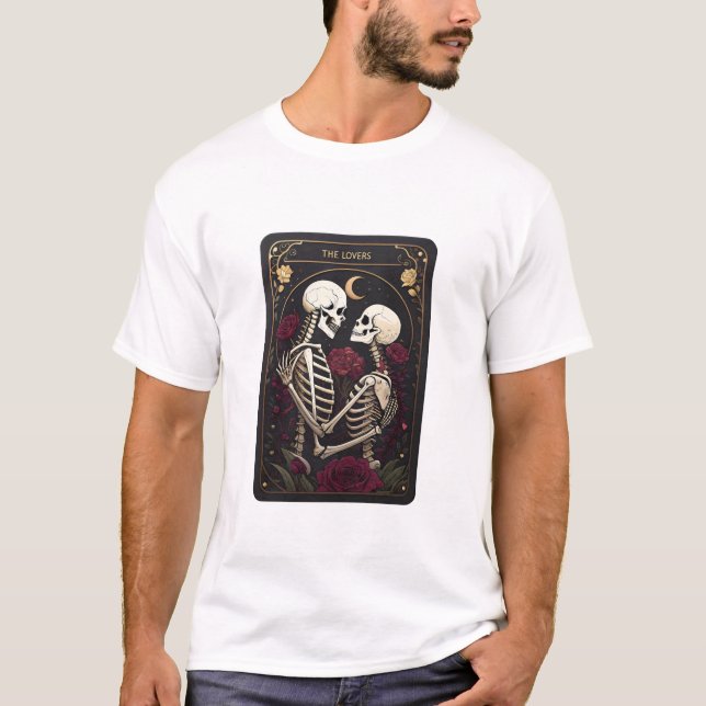 Tarot Card The Lovers skeleton couples T-Shirt (Front)