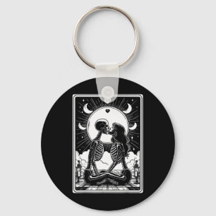 Tarot Card The Lovers Skeleton Goth Halloween Key Ring