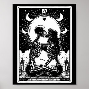 Tarot Card The Lovers Skeleton Goth Halloween  Poster