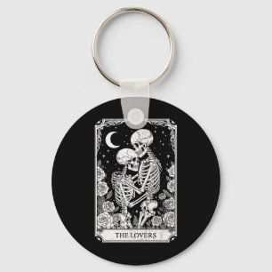 Tarot Card The Lovers Skeleton Goth Halloween Witc Key Ring