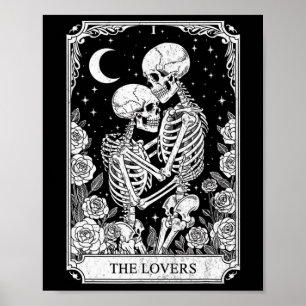 Tarot Card The Lovers Skeleton Goth Halloween Witc Poster