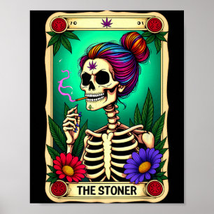 Tarot Card The Messy Bun Skeleton Halloween Poster