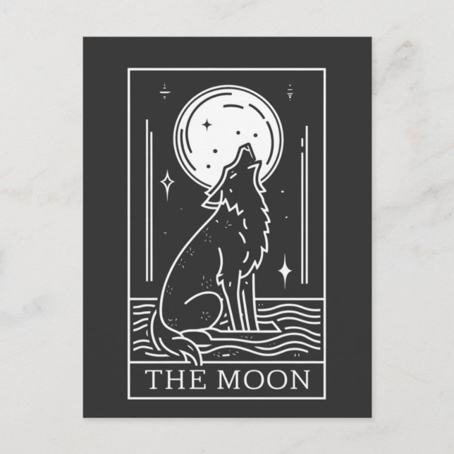Tarot Card The Moon Wolf Howling Postcard (Front)