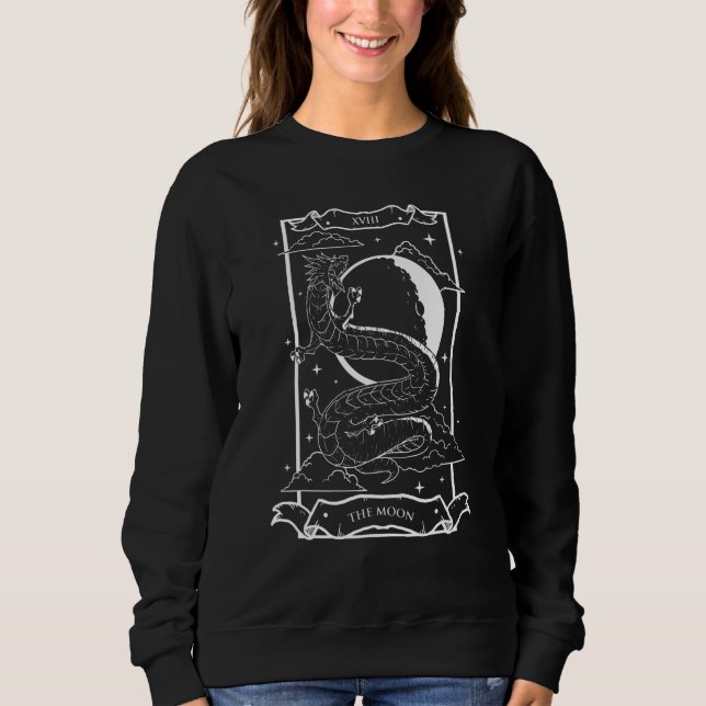 Tarot Card The Moon Xviii Dragon Fantasy Style Sweatshirt (Front)
