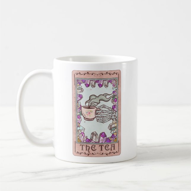 Tarot Card The Tea Crystal Funny Skeleton Mug (Left)