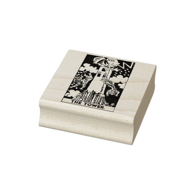 Tarot Card: The Tower: Personalised Text Rubber Stamp (Stamp)