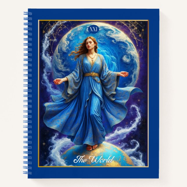 Tarot Card, the World, in Deep Blue Journal  (Front)