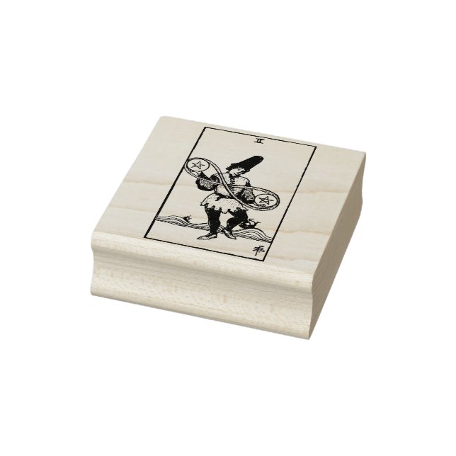 Tarot Card: Two of Coins: 2 of Pentacles Rubber Stamp (Stamp)