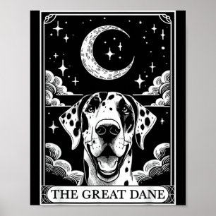 Tarot Card Vintage Crescent Moon Great Dane Dog Poster