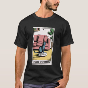 Tarot Card Wheel of Fortune Cat On Robot Vacuum Cl T-Shirt