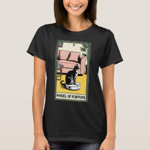 Tarot Card Wheel of Fortune Cat On Robot Vacuum Cl T-Shirt