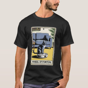 Tarot Card Wheel of Fortune Cat On Robot Vacuum Cl T-Shirt