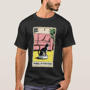 Tarot Card Wheel of Fur-Tune Cat Robot Vacuum Clea T-Shirt