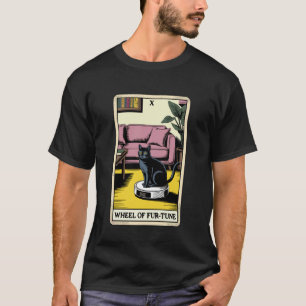 Tarot Card Wheel of Fur-Tune Cat Robot Vacuum Clea T-Shirt