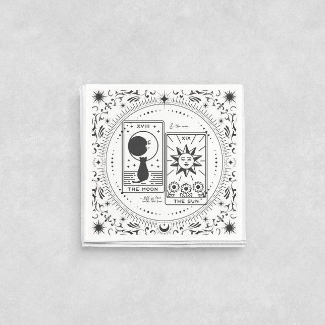 Tarot Cards | Bridal Shower | Wedding | Lovers B+W Napkin (Creator Uploaded)