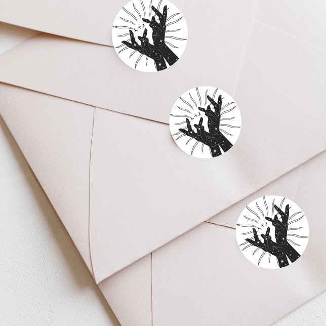 Tarot Cards | Bridal Shower | Wedding | Modern B+W Classic Round Sticker (Creator Uploaded)