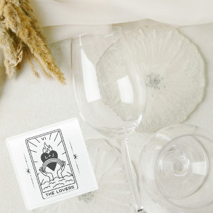 Tarot Cards   Bridal Shower   Wedding   Modern B+W Glass Coaster