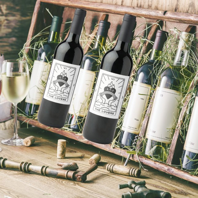 Tarot Cards | Bridal Shower | Wedding | Modern B+W Wine Label (Creator Uploaded)