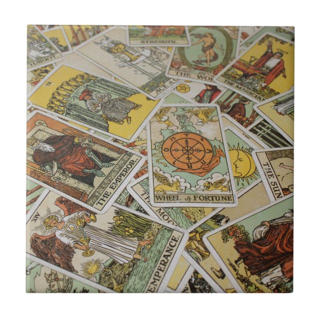 Tarot Cards pattern Ceramic Tile (Front)