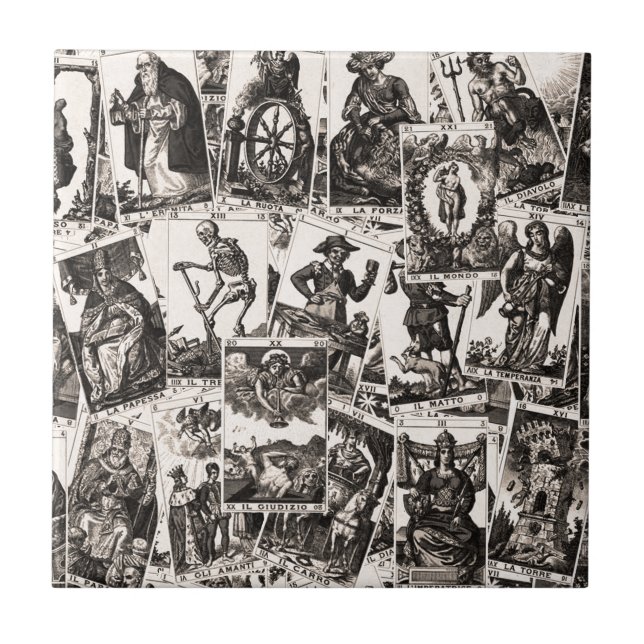 Tarot cards pattern ceramic tile (Front)