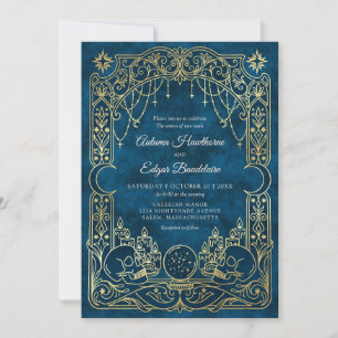 Tarot Celestial Gothic Blue Wedding Invitation