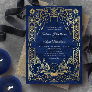 Tarot Celestial Gothic Blue Wedding Invitation