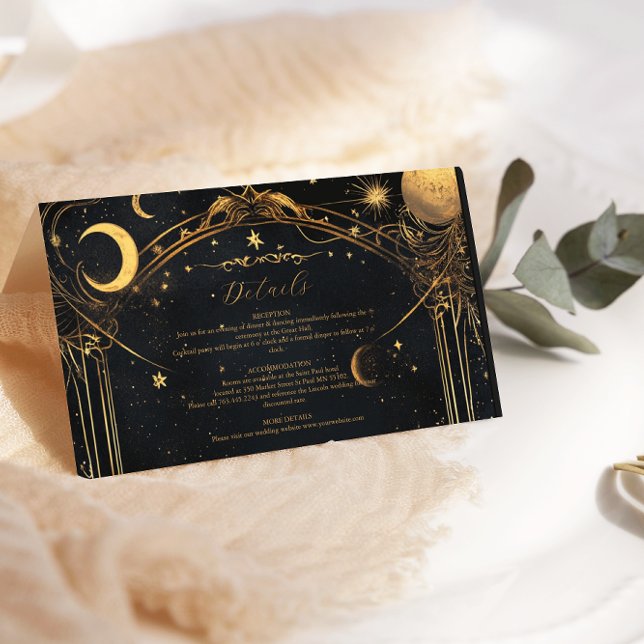 Tarot Celestial Wedding Sun Moon Stars Gold Enclosure Card (Creator Uploaded)