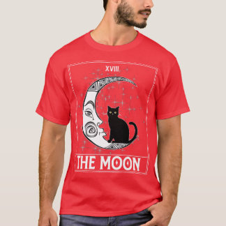 Tarot d Crescent Moon and Black Cat Cosmic Graphic T-Shirt