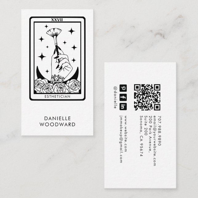 Tarot Esthetician Branding QR Code Business Card (Front/Back)