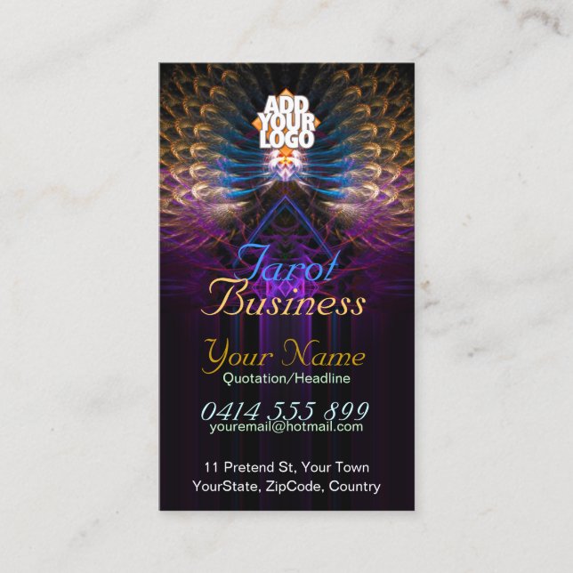 Tarot Fractal Feathers Business Card (Front)