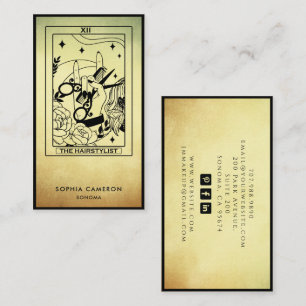 Tarot Hair Stylist Gold Ombre Business Card