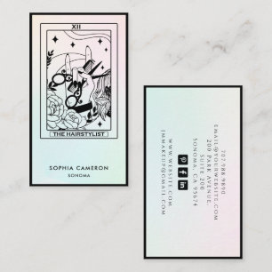 Tarot Hair Stylist Pink Green Ombre Business Card