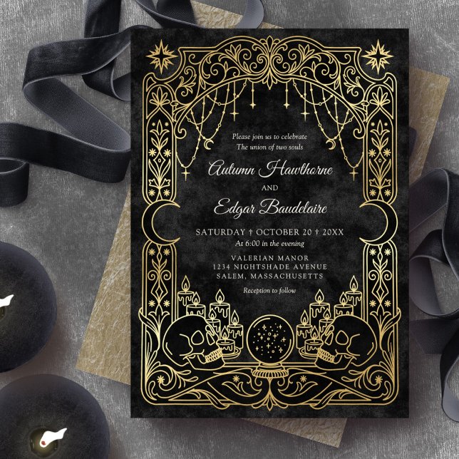 Tarot Halloween Gothic Witch Wedding Invitation (Creator Uploaded)